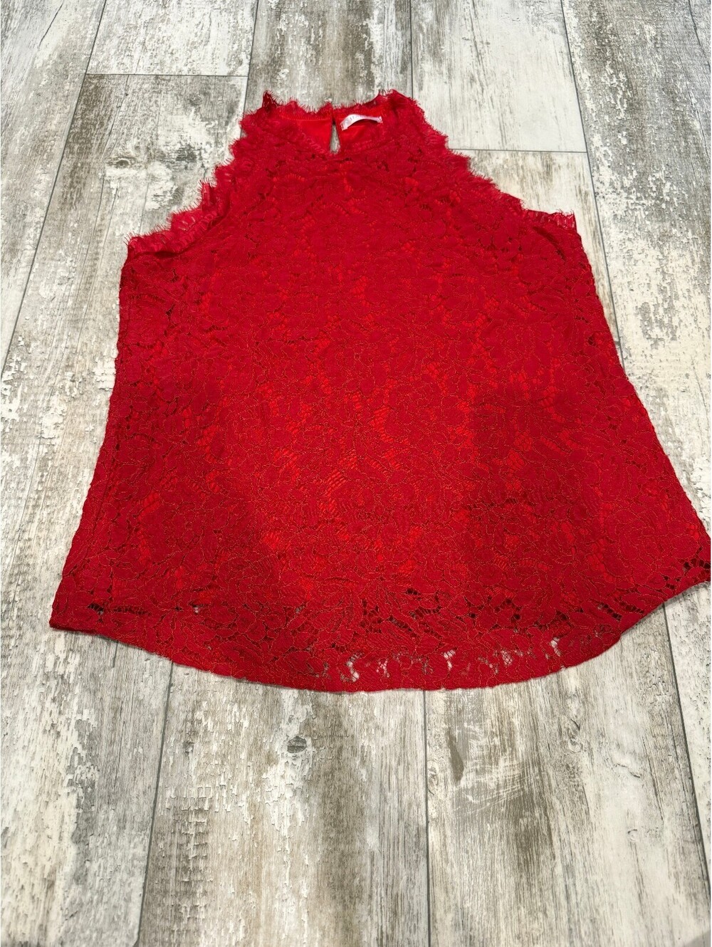Halife Womens XL Red Lace Sleeveless Mock Neck Blouse